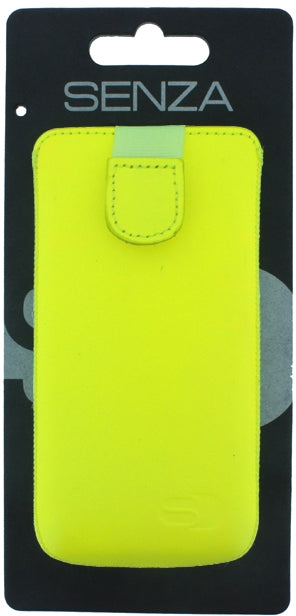 Senza Leather Slide Case Neon Yellow Size M-Large