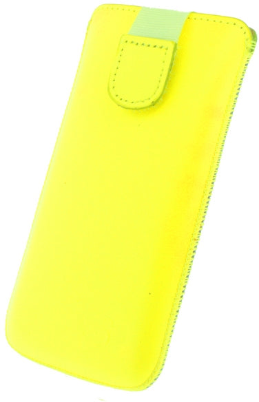 Senza Leather Slide Case Neon Yellow Size M-Large