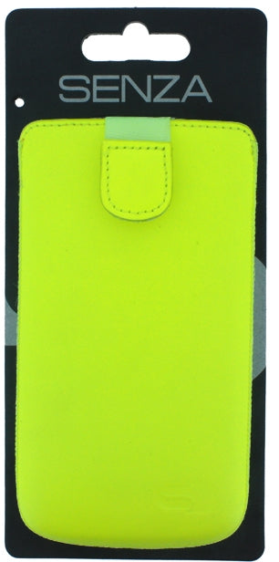Senza Leather Slide Case Neon Yellow Size Xxl