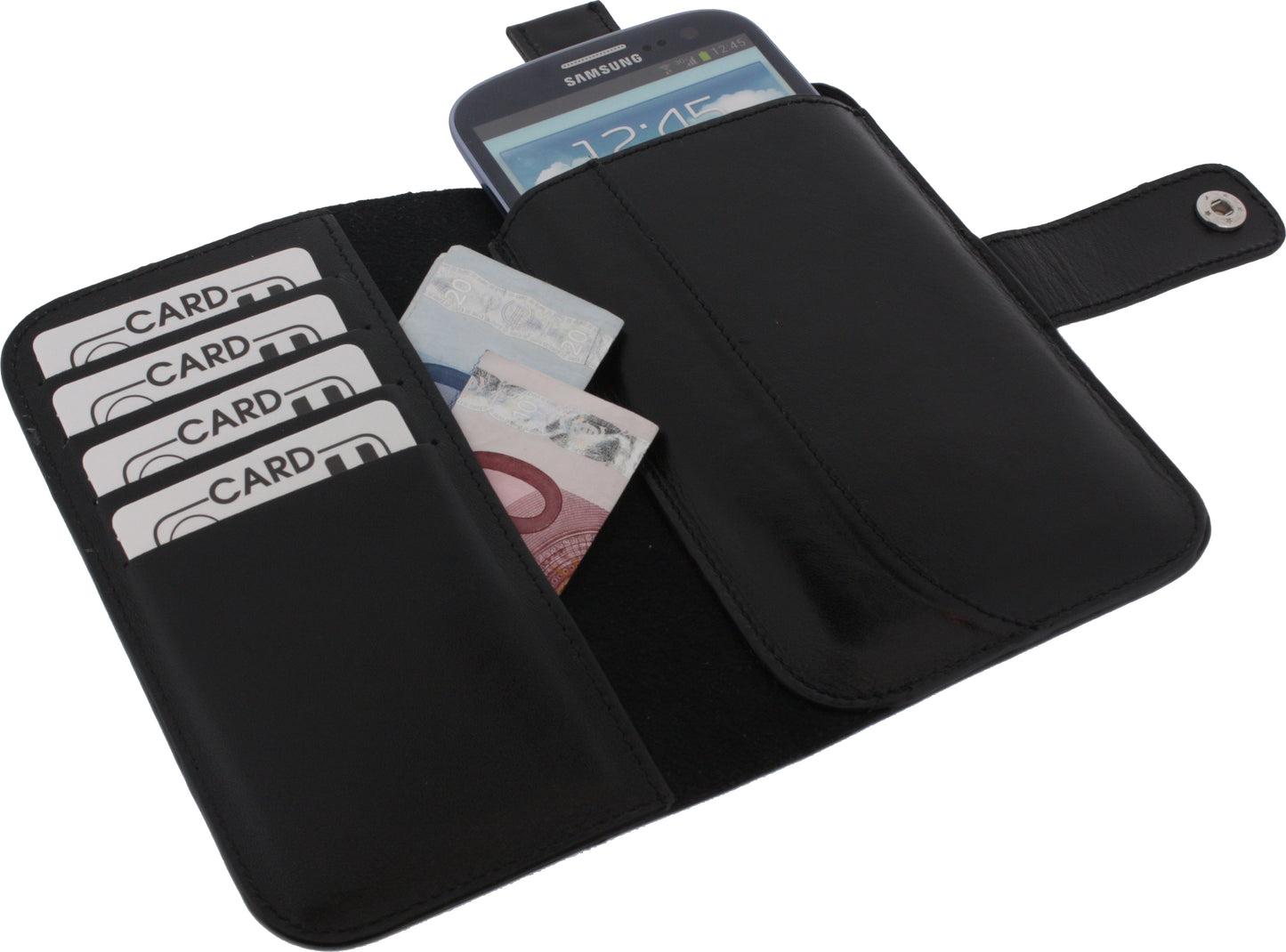 Senza Leather Wallet Slide Case Black Size Xxl