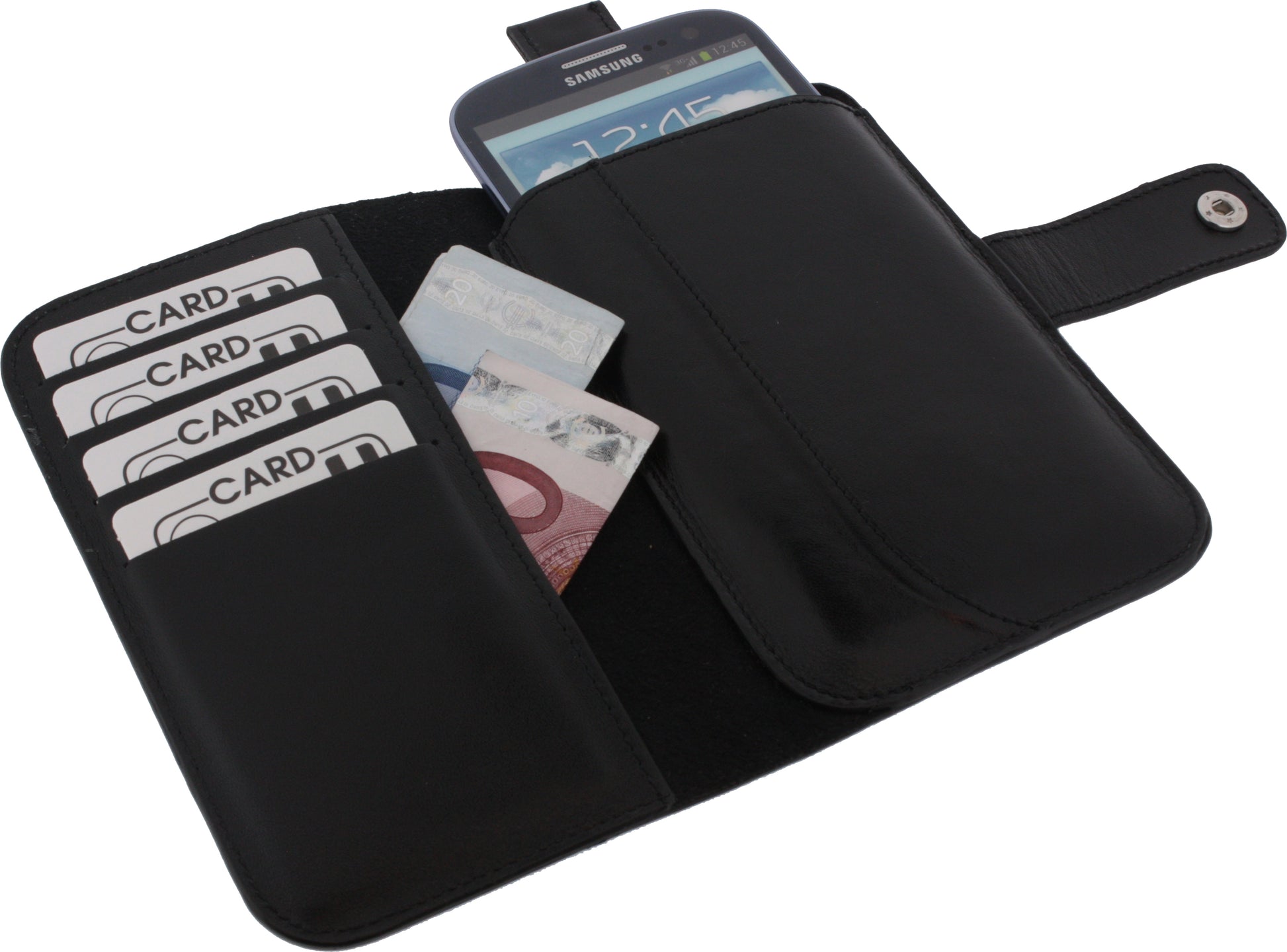 Senza Leather Wallet Slide Case Black Size Xxl