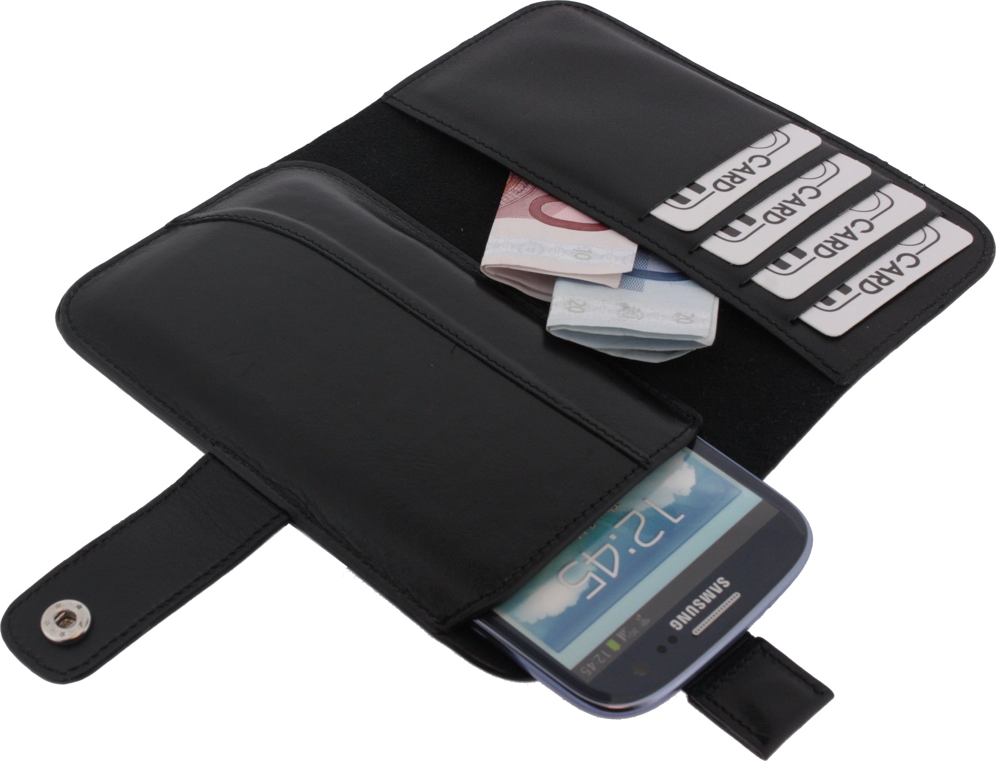 Senza Leather Wallet Slide Case Black Size Xxl
