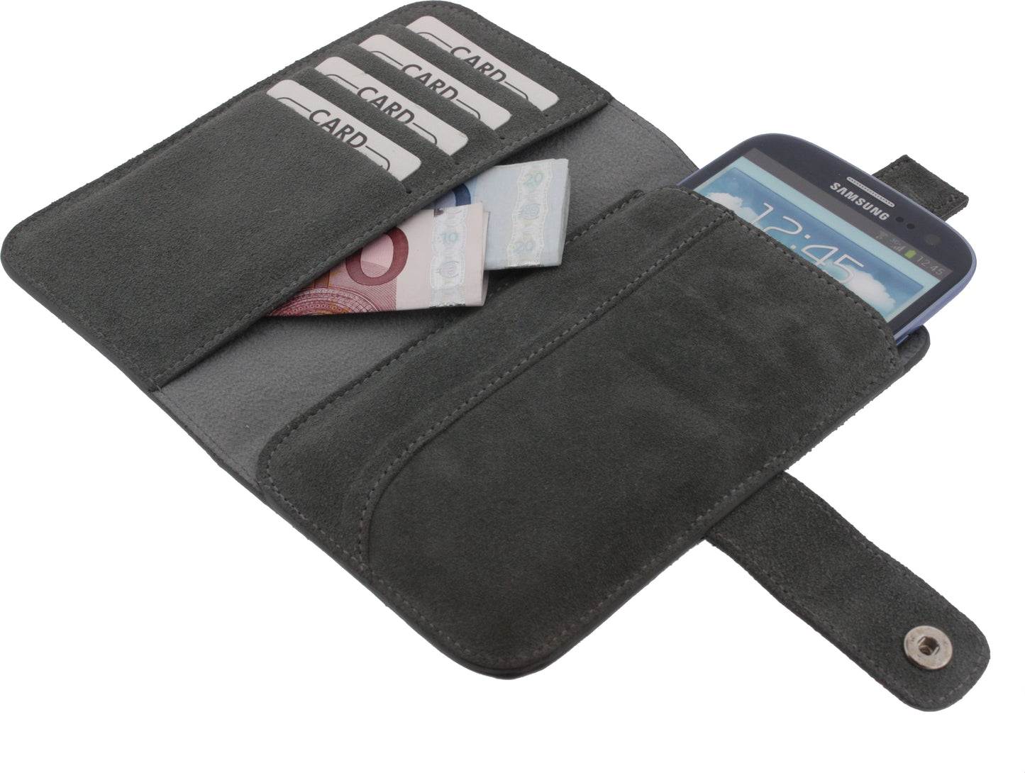 Senza Suede Wallet Slide Case Warm Grey Size Xxl