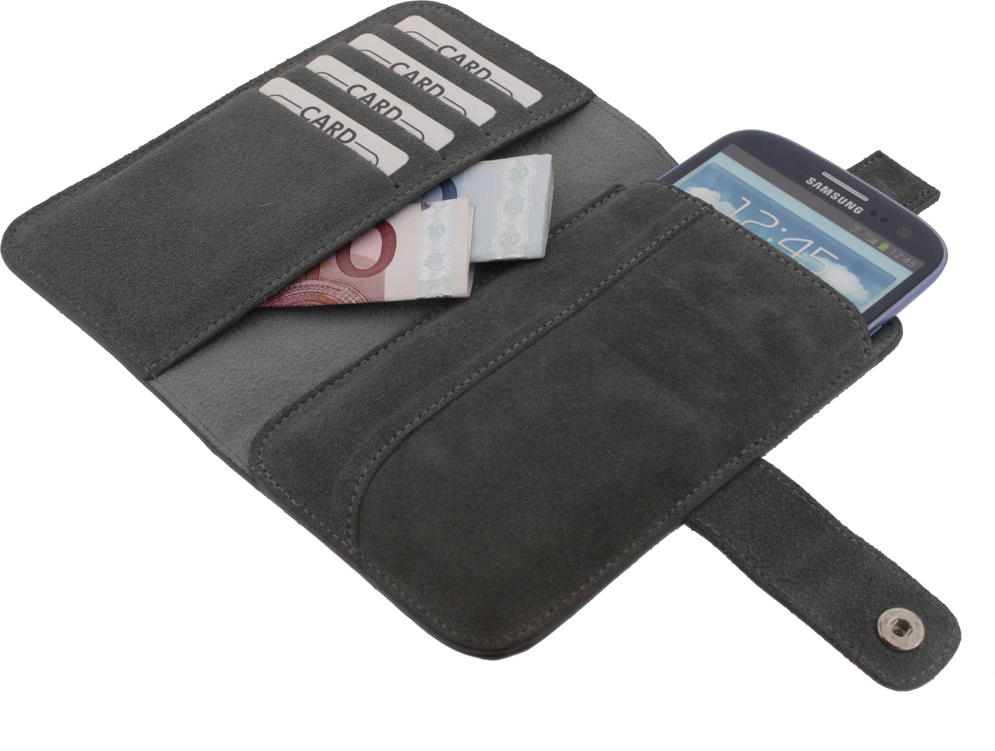 Senza Suede Wallet Slide Case Warm Grey Size Xxl