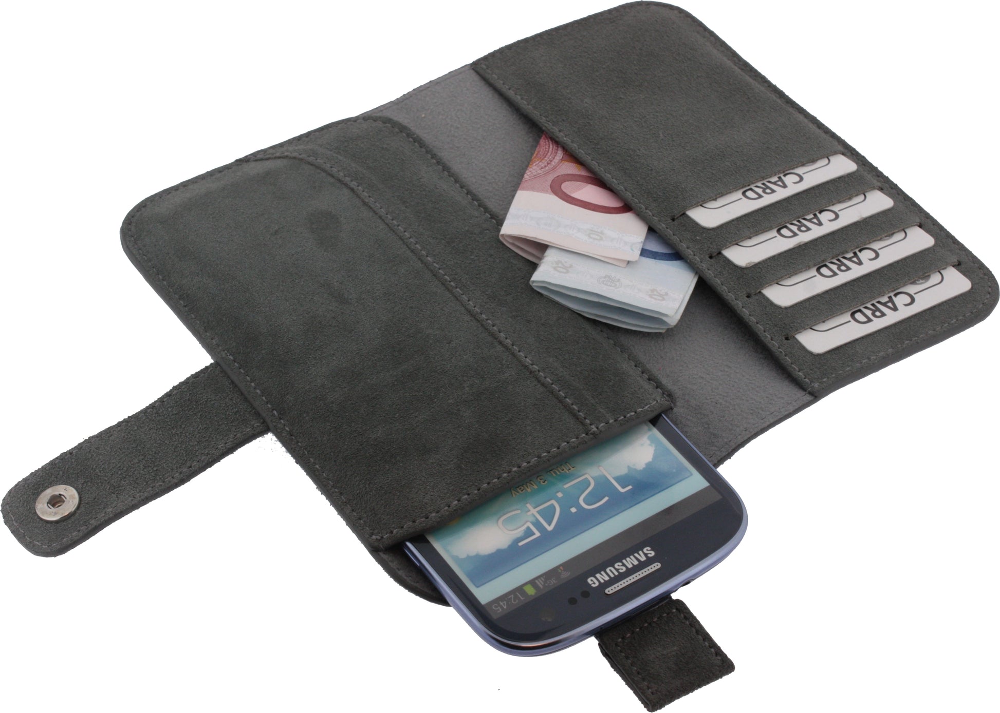 Senza Suede Wallet Slide Case Warm Grey Size Xxl