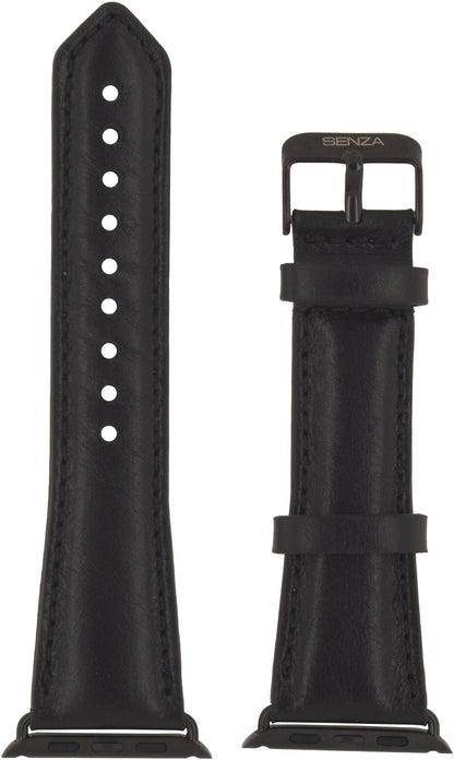 Senza Pure Leather Strap Apple Watch 42Mm Deep Black