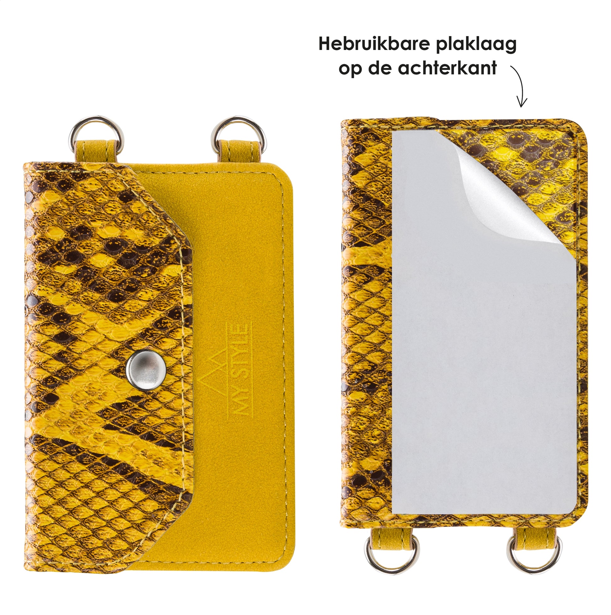 My Style Crossbody Stick-On Phone Pocket With Rfid Yellow Snake