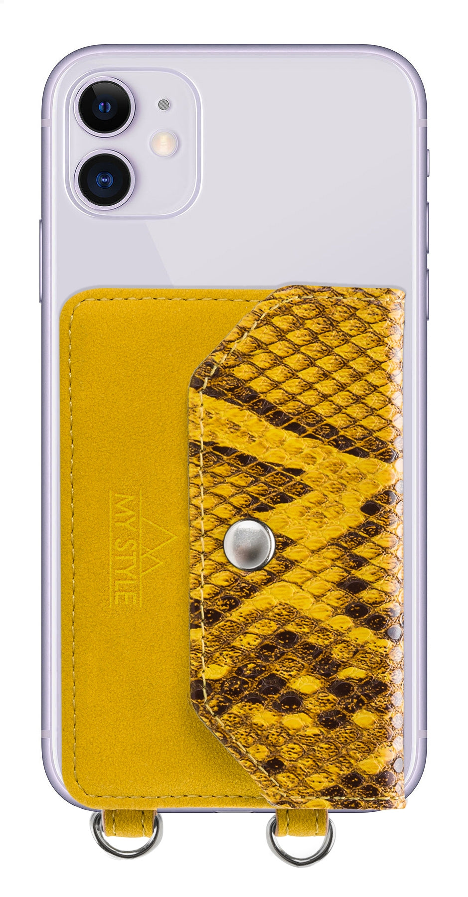 My Style Crossbody Stick-On Phone Pocket With Rfid Yellow Snake