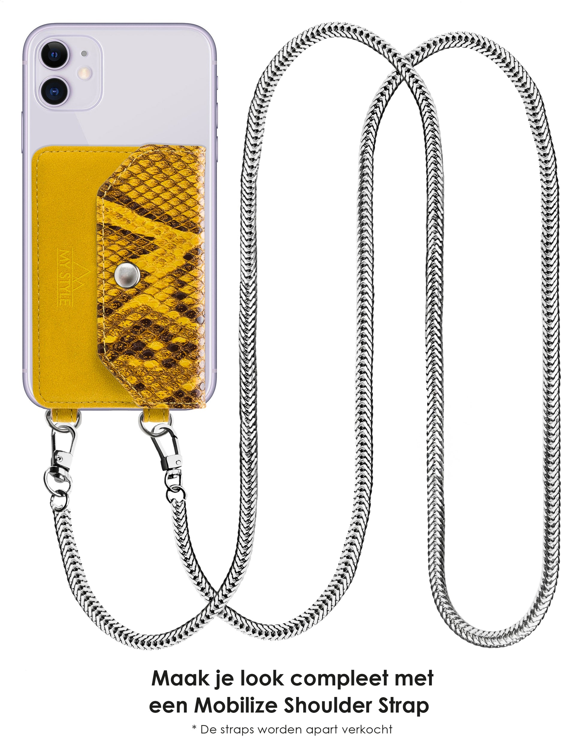My Style Crossbody Stick-On Phone Pocket With Rfid Yellow Snake