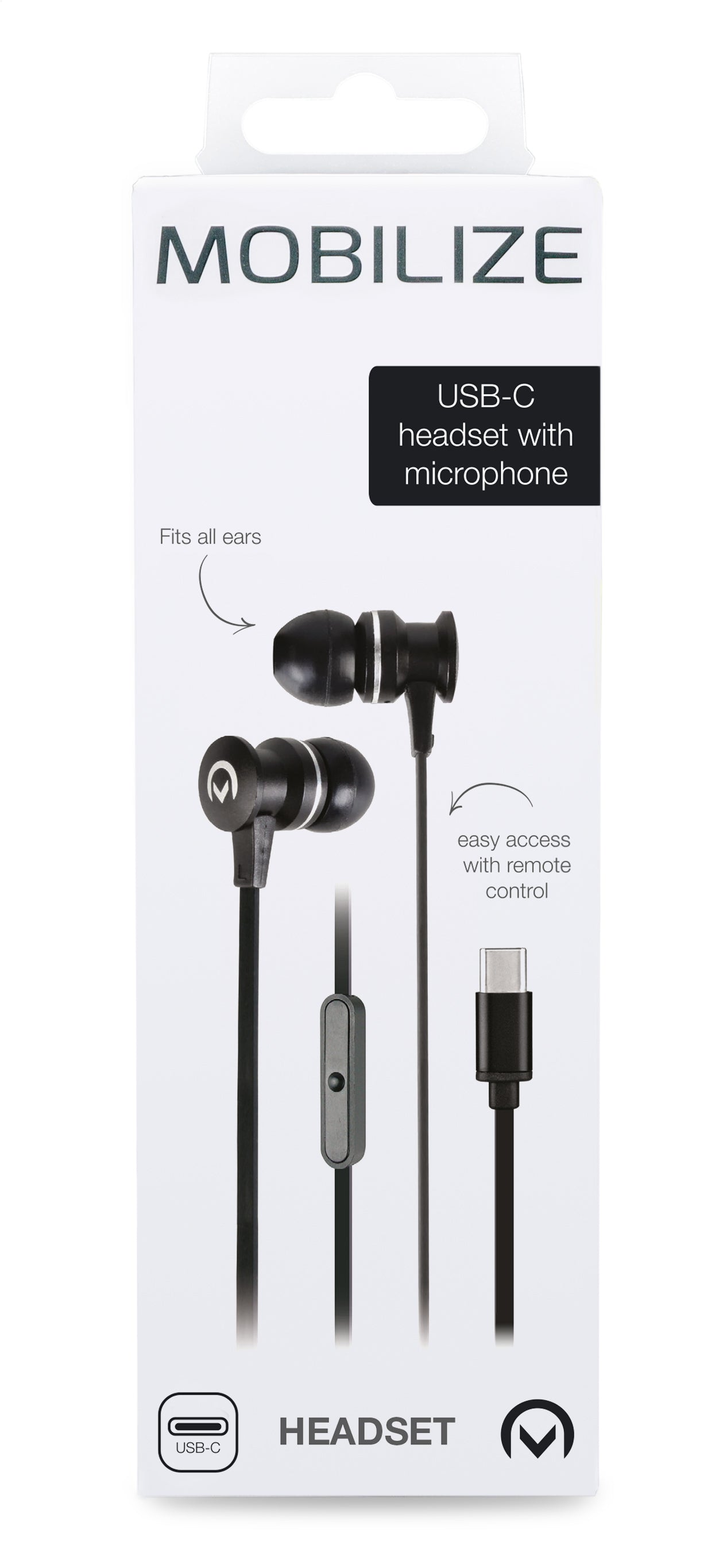 Mobilize In-Ear Stereo Headset With Remote Usb-C Black