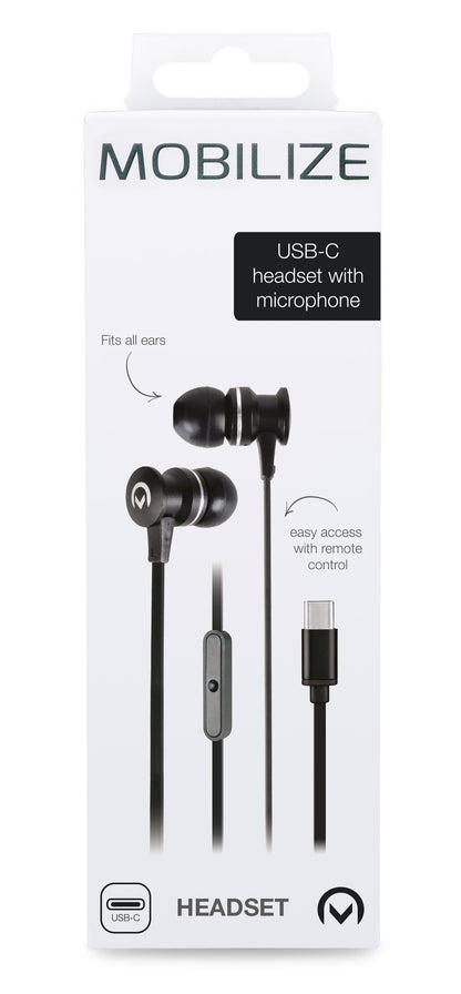 Mobilize In-Ear Stereo Headset With Remote Usb-C Black