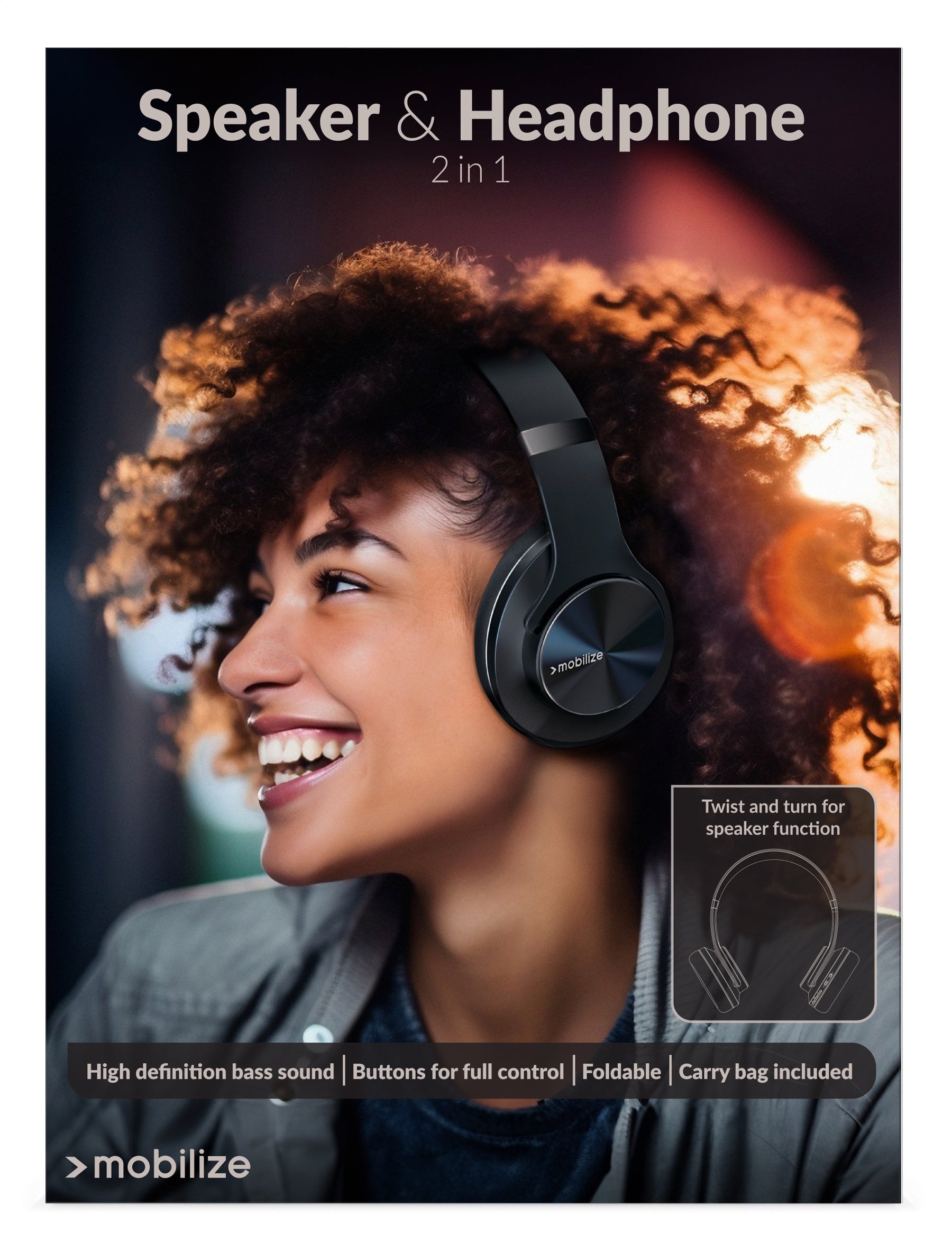 Mobilize Bluetooth Headphone With Speaker Function Black