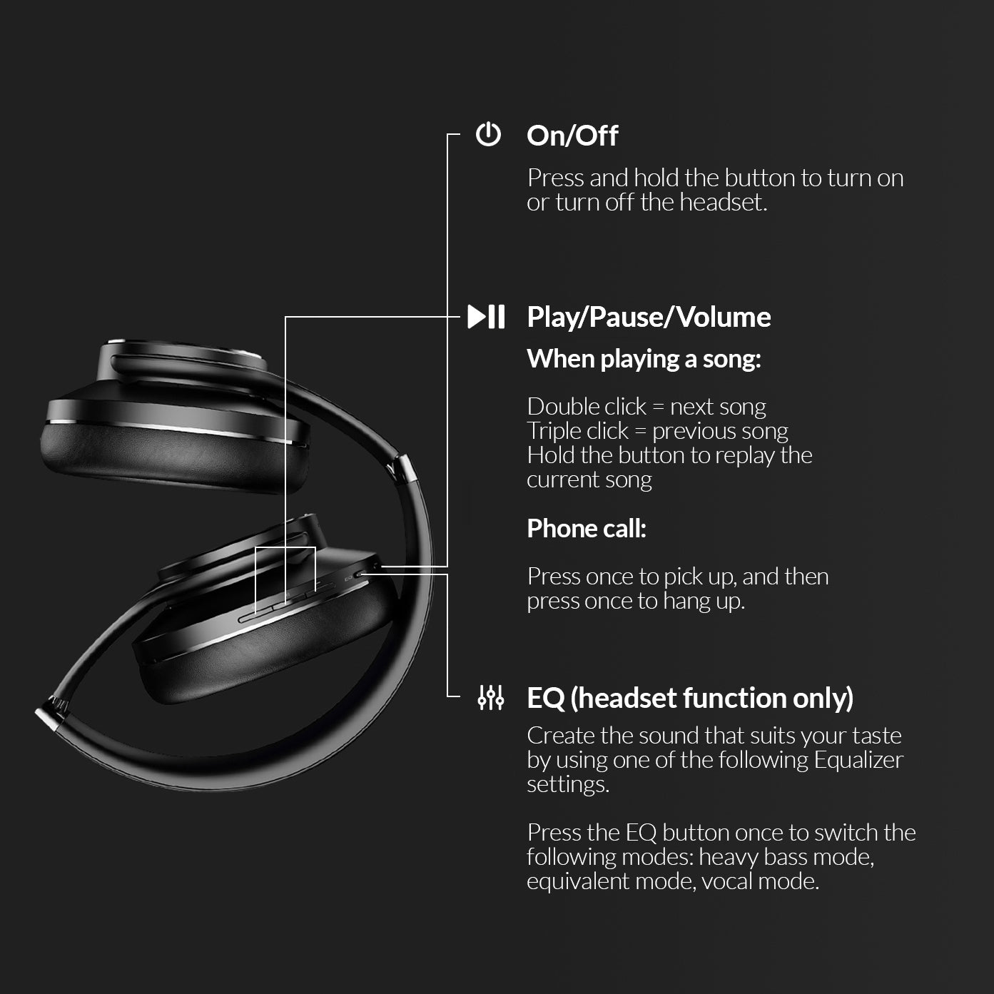 Mobilize Bluetooth Headphone With Speaker Function Black