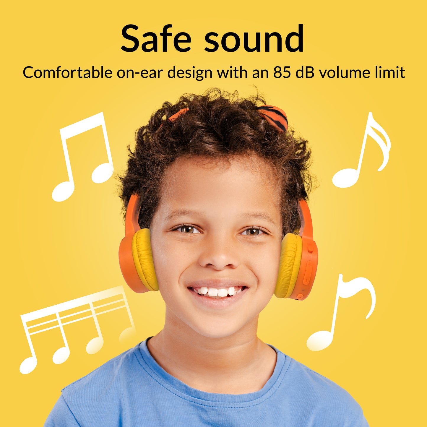 Mobilize Wireless/Wired Over Ear Kids Headphone 85Db Tiger
