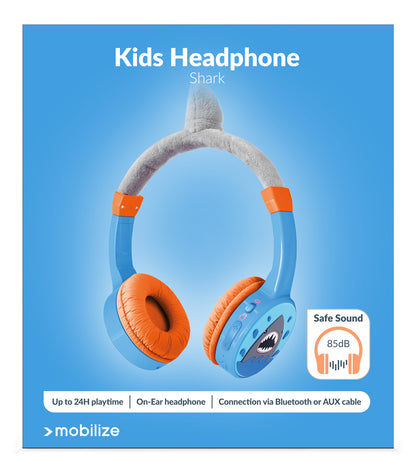 Mobilize Wireless/Wired Over Ear Kids Headphone 85Db Shark