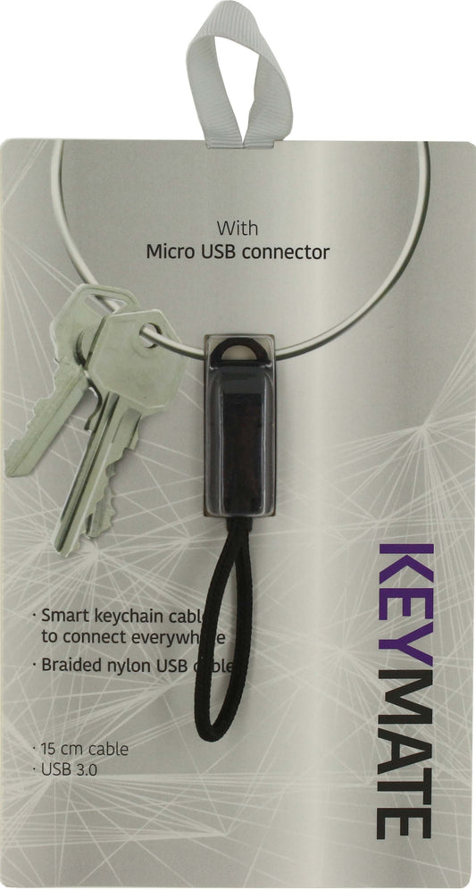 Keymate Charge/Sync Keychain Cable Nylon Braided Micro Usb Black
