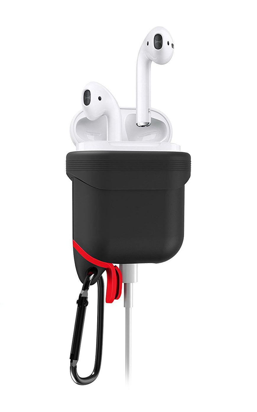Xccess Shockproof Silicone Case With Hook For Apple Airpods Black