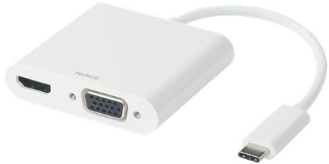 Deltaco Usbc-Hdmi16 Deltaco Usb-C Hdmi/Vga Av Adapter White