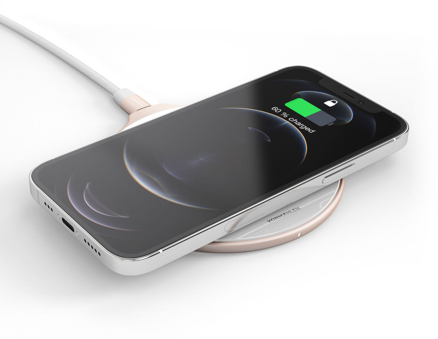 Vonmählen Aura Wireless Charging Pad Glass 7.5W/10W/15W Cool Grey/Rose Gold