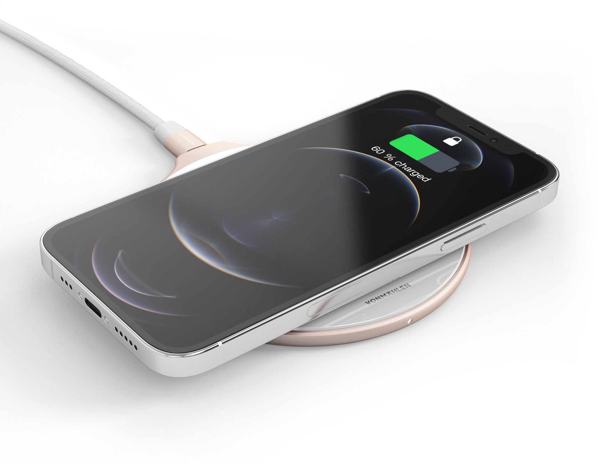 Vonmählen Aura Wireless Charging Pad Glass 7.5W/10W/15W Cool Grey/Rose Gold