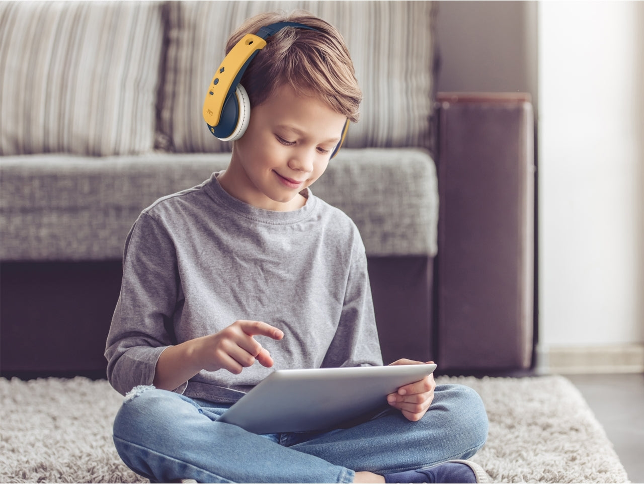 Jvc Ha-Kd10W Jvc Kids Tinyphones Wireless Headphone Yellow/Blue