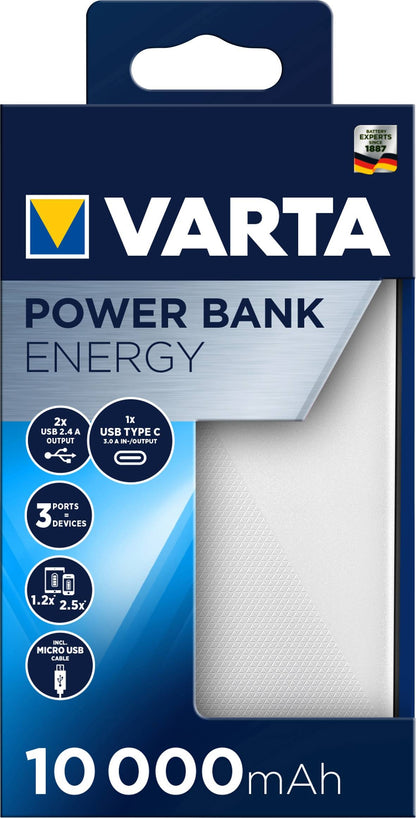 Varta Portable Power Bank Energy 10.000 Mah 15W White