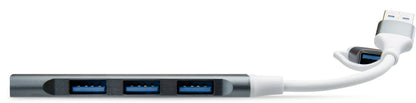 Xccess Usb-C Multi-Hub To 4 Usb Grey