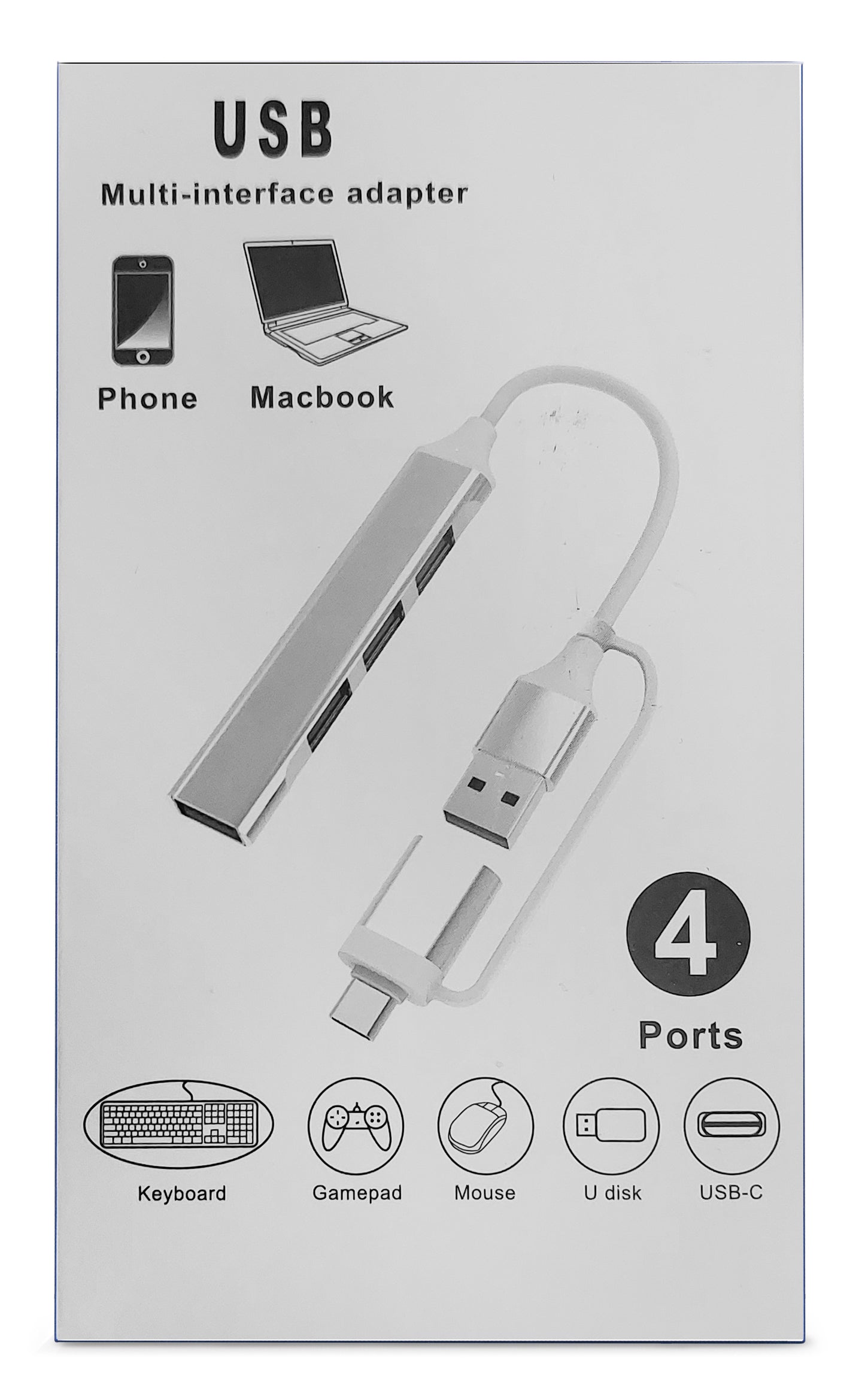 Xccess Usb-C Multi-Hub To 4 Usb Grey