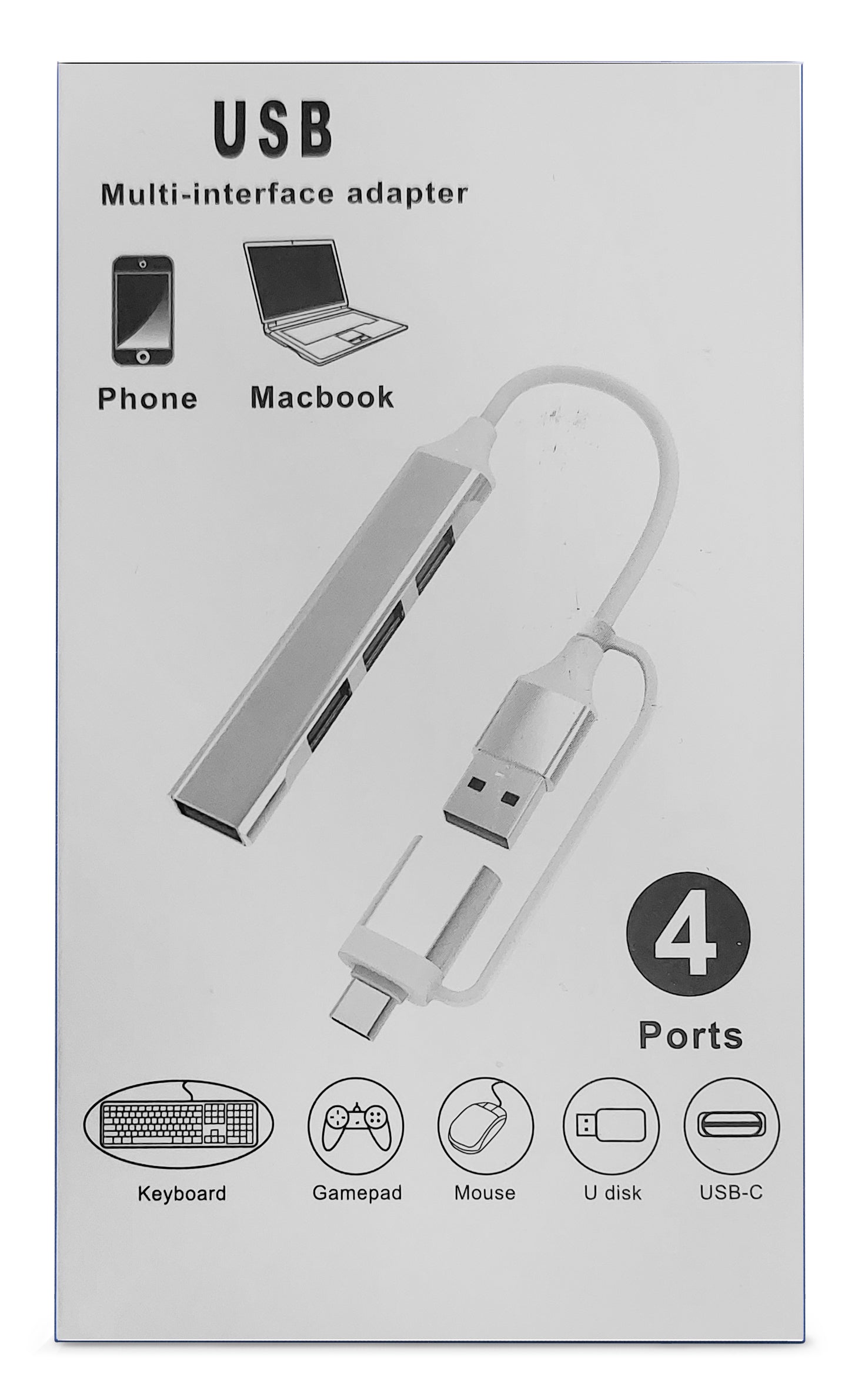 Xccess Usb-C Multi-Hub To 4 Usb Grey