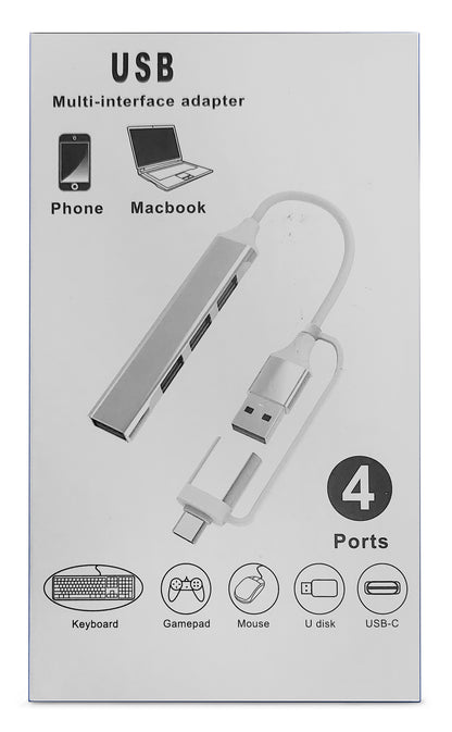 Xccess Usb-C Multi-Hub To 4 Usb Grey