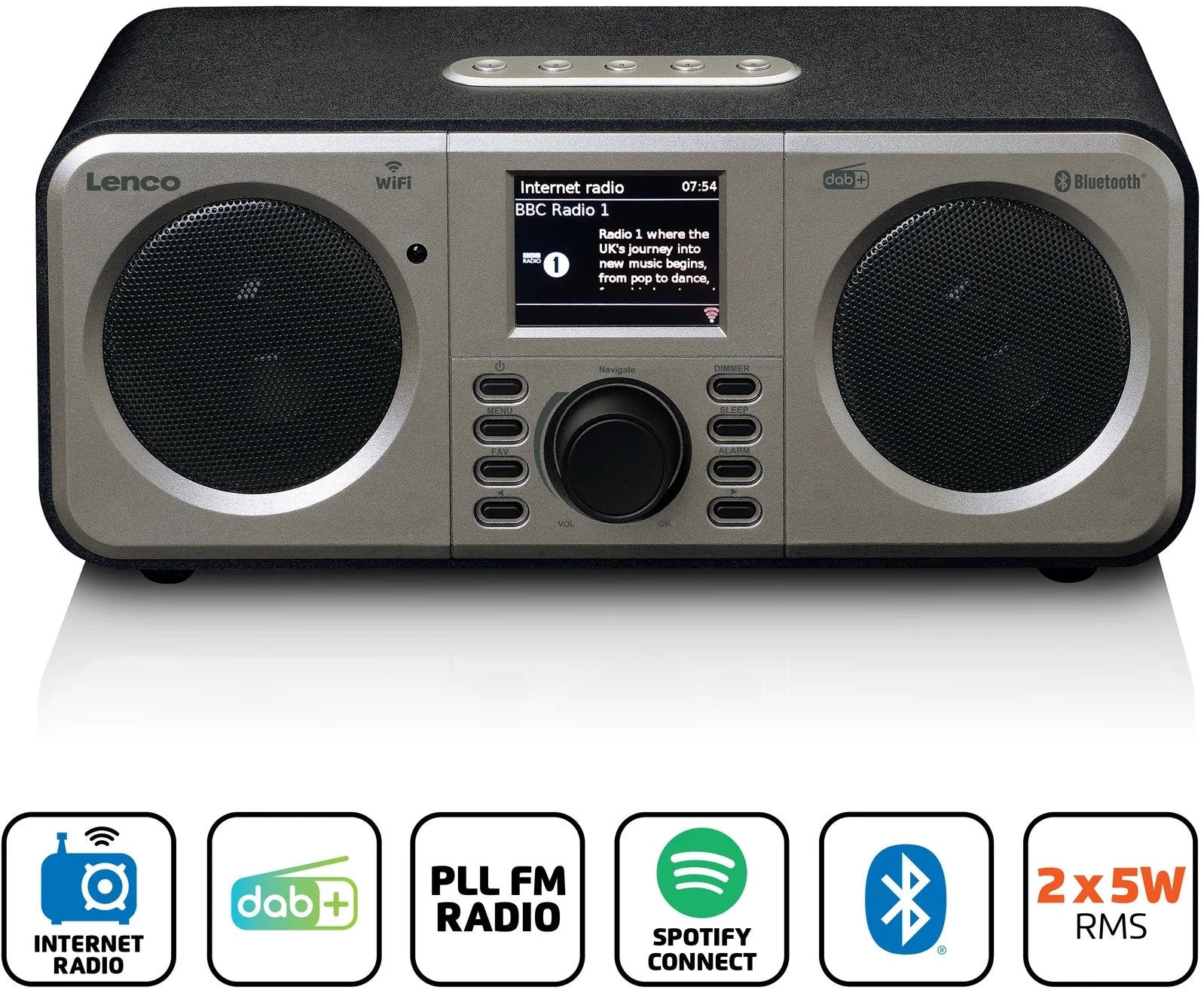Lenco Dir-141Bk Lenco Internet Dab+ Bluetooth Radio Black/Silver