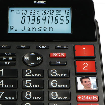 Fysic Fx-3960 Fysic Big Button Huistelefoon + Antwoordapparaat + Draadloze Sos Paniekknop Black