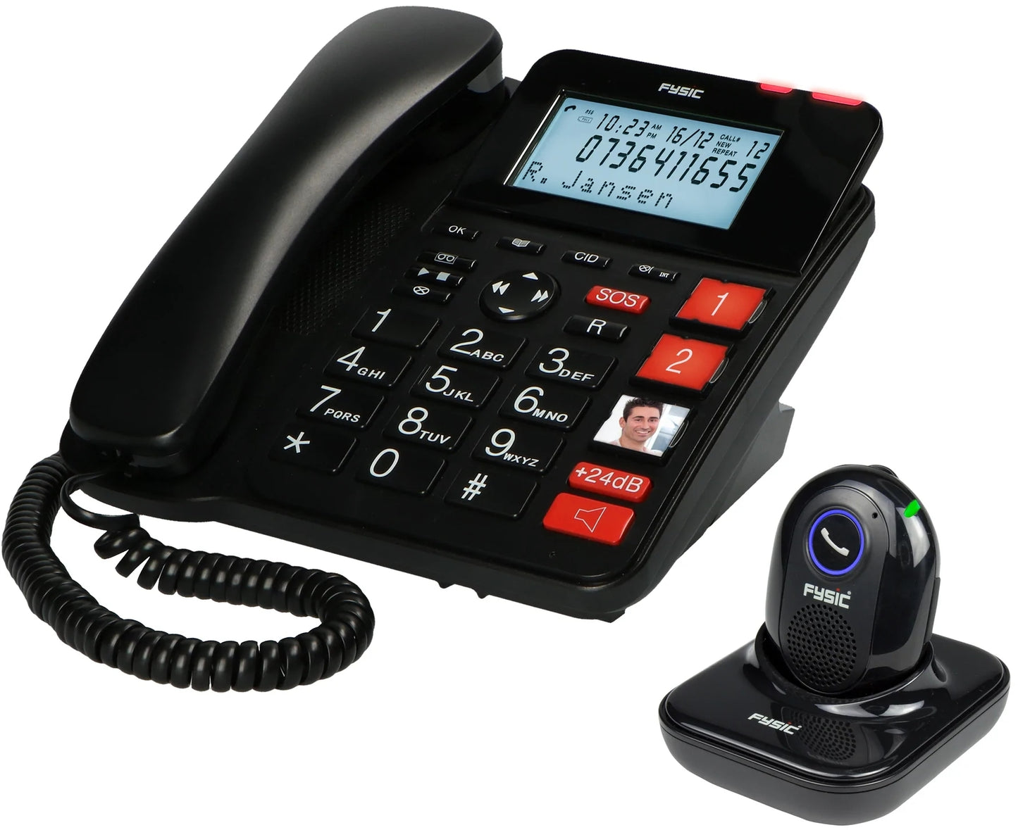 Fysic Fx-3960 Fysic Big Button Huistelefoon + Antwoordapparaat + Draadloze Sos Paniekknop Black
