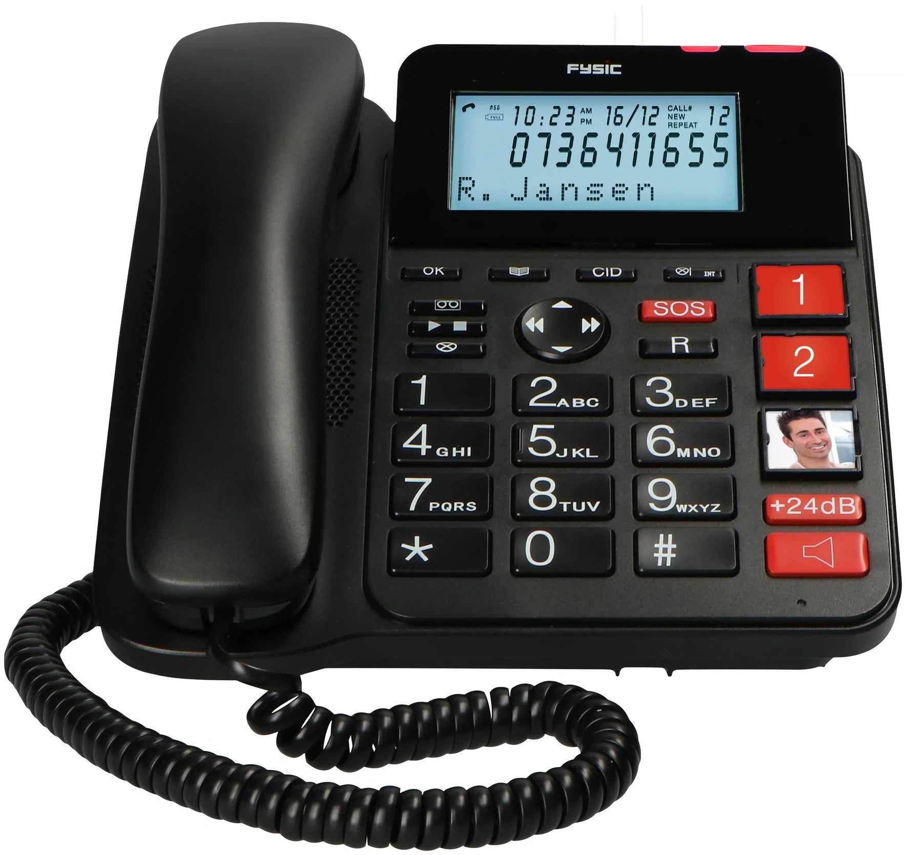 Fysic Fx-3960 Fysic Big Button Huistelefoon + Antwoordapparaat + Draadloze Sos Paniekknop Black