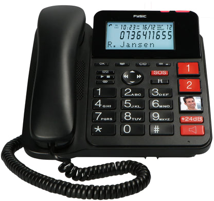 Fysic Fx-3960 Fysic Big Button Huistelefoon + Antwoordapparaat + Draadloze Sos Paniekknop Black