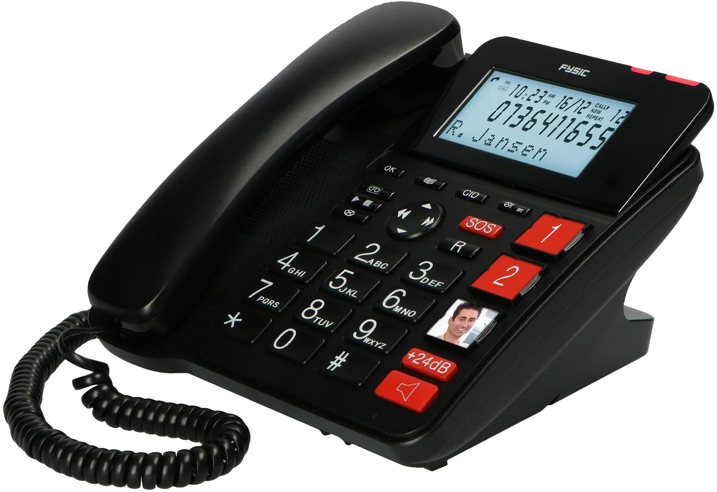 Fysic Fx-3960 Fysic Big Button Huistelefoon + Antwoordapparaat + Draadloze Sos Paniekknop Black
