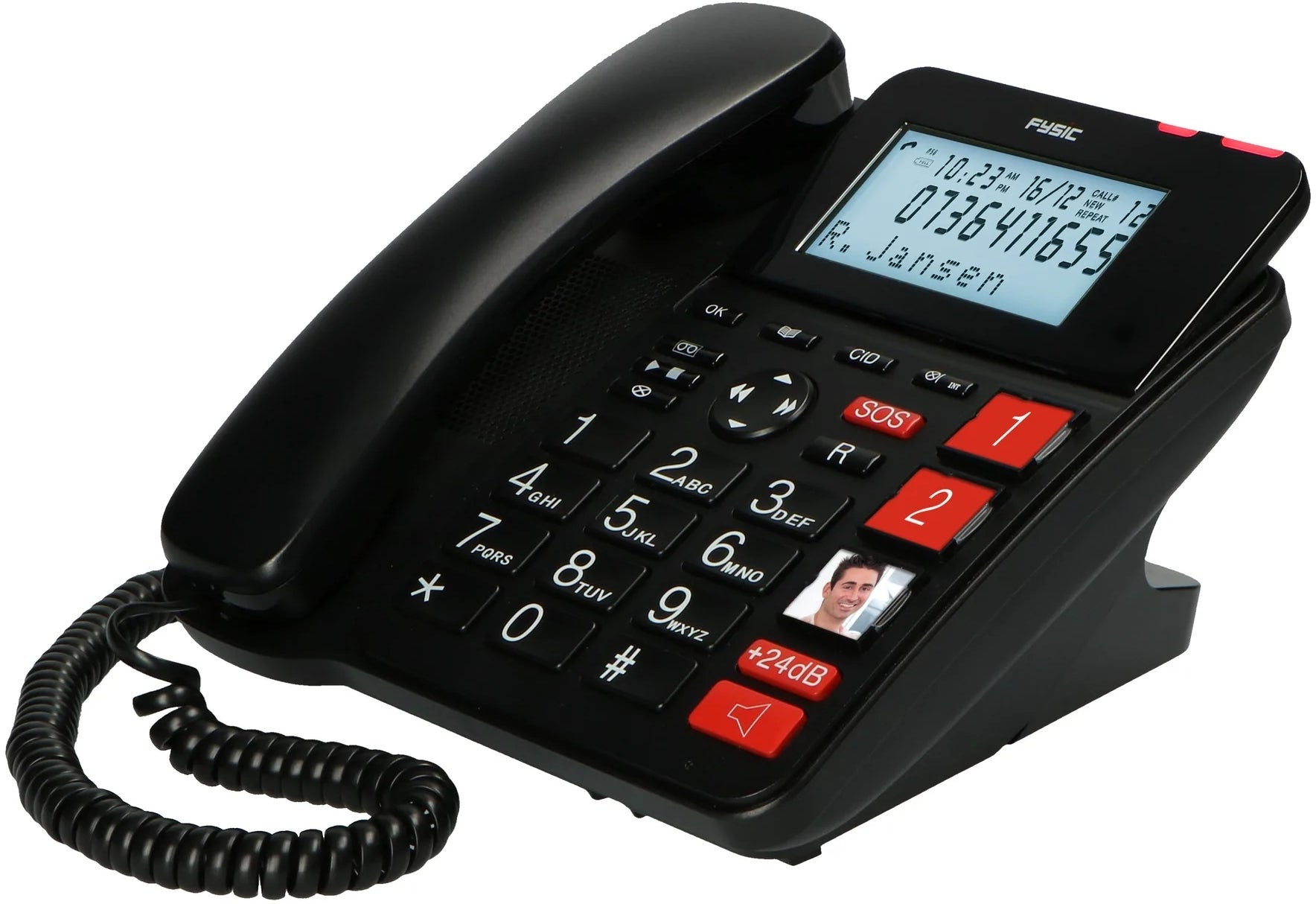 Fysic Fx-3960 Fysic Big Button Huistelefoon + Antwoordapparaat + Draadloze Sos Paniekknop Black