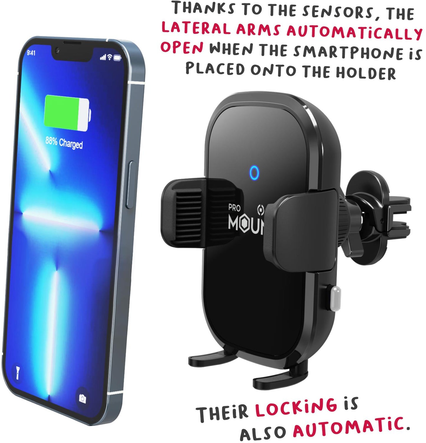 Celly Mountcharge15 Wireless Charger Car Holder 15W Black