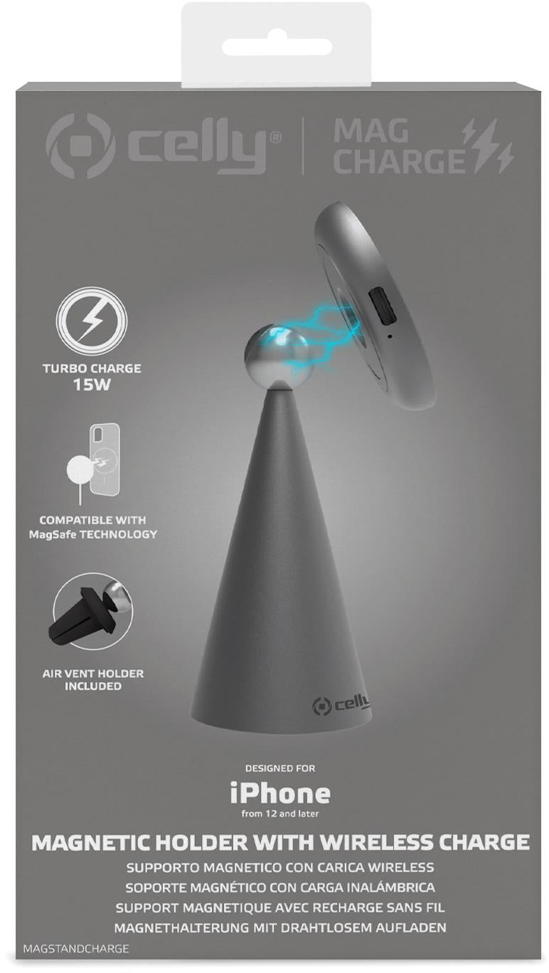 Celly Magstandcharge Magsafe Wireless Charger Holder Grey
