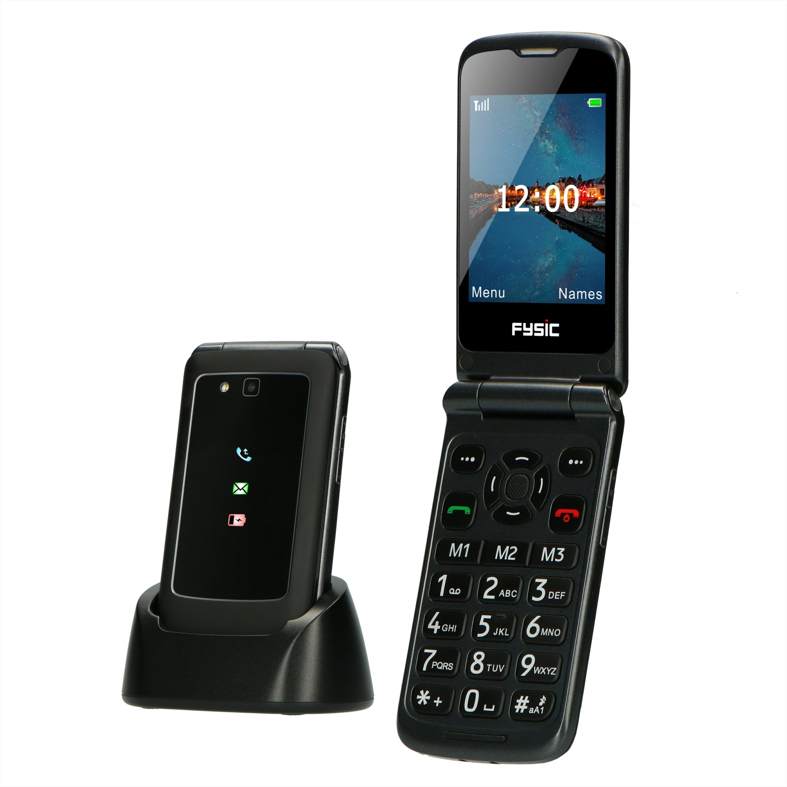 Fysic F15 Fysic Big Button Klap Gsm 4G Black Actie Pakket 5+1 Gratis