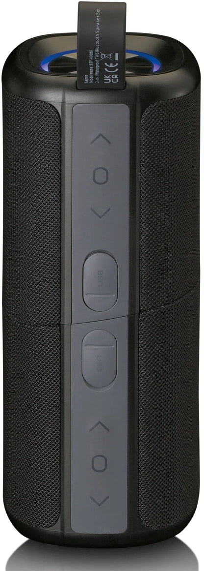 Lenco Btp-400Bk Lenco 2-In-1 Stereo Bluetooth Speaker Black