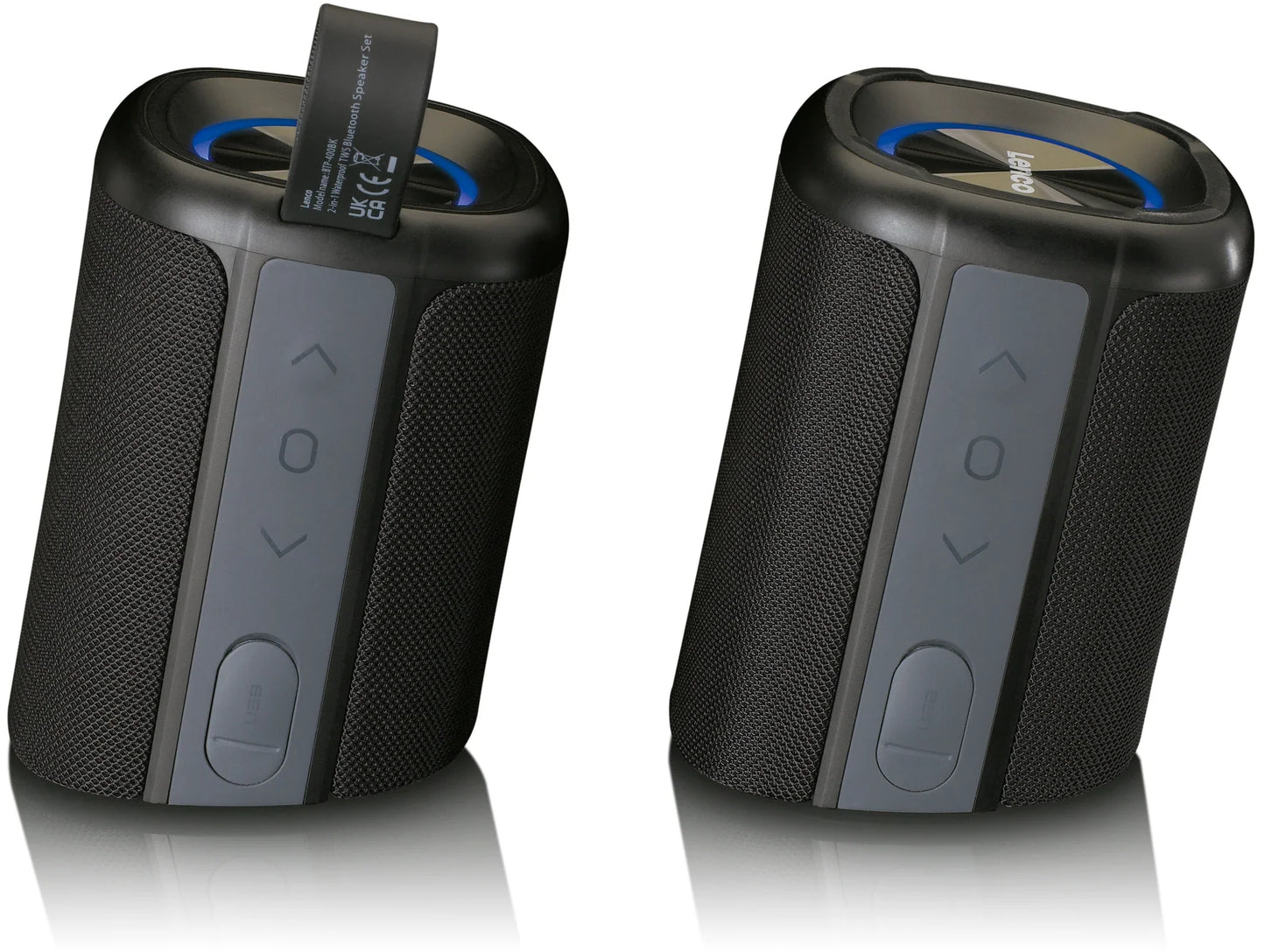 Lenco Btp-400Bk Lenco 2-In-1 Stereo Bluetooth Speaker Black
