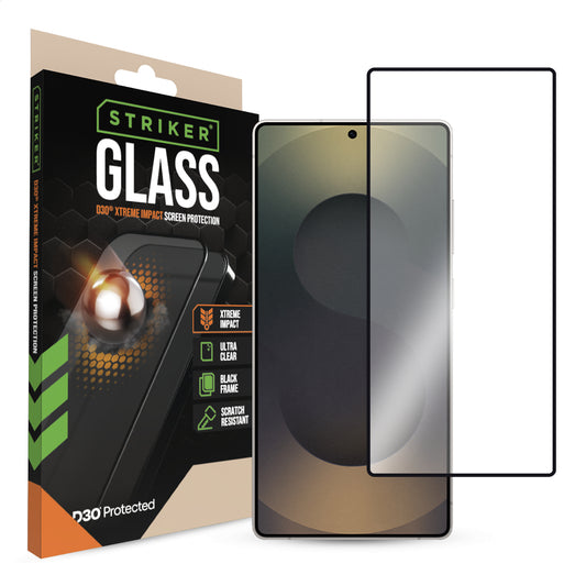 Striker D3O Xtreme Impact Glass Screen Protector - Black Frame - Samsung Galaxy S25 Ultra 5G