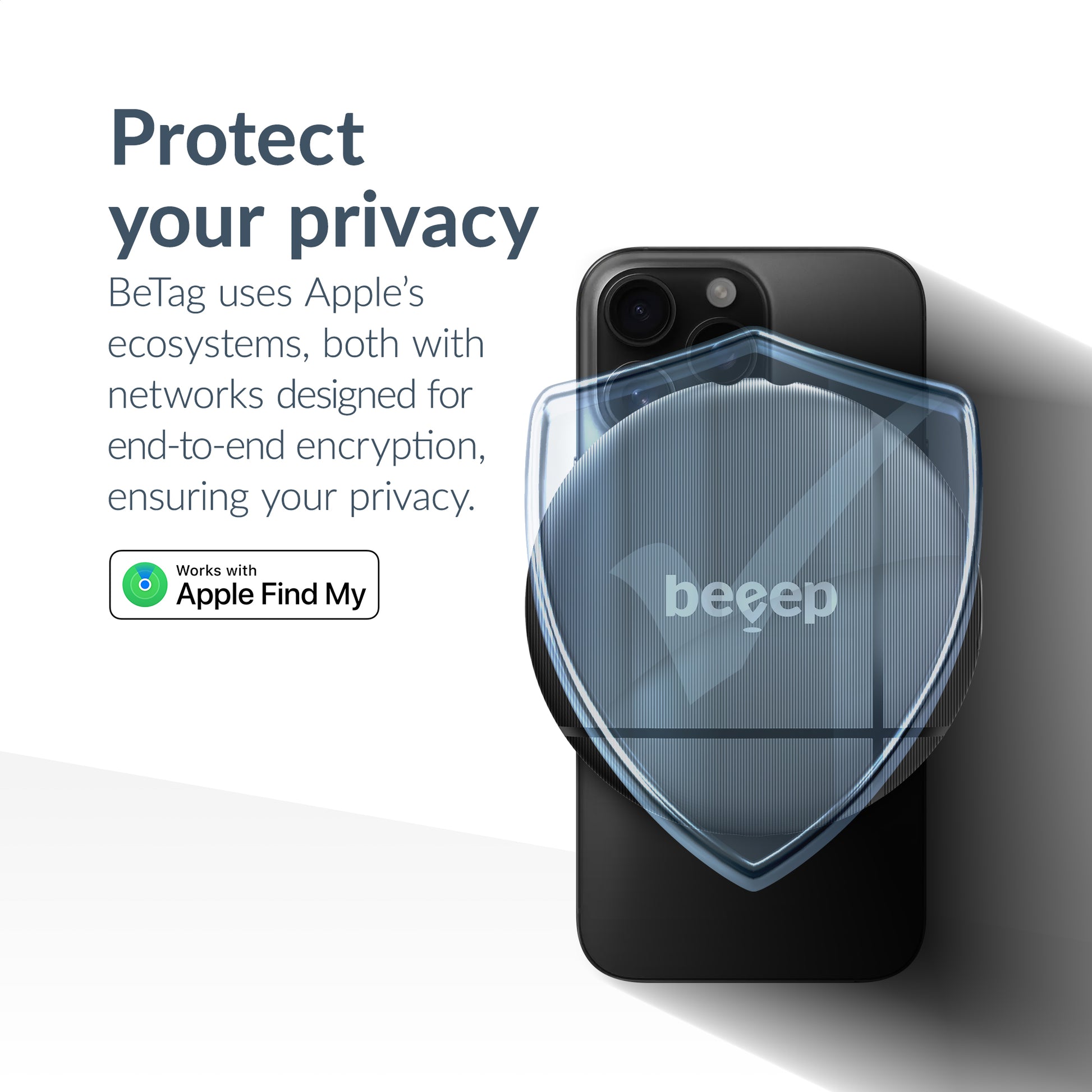 Beeep Betag Find My Tracker Black & Keychain Black - 1 Pack