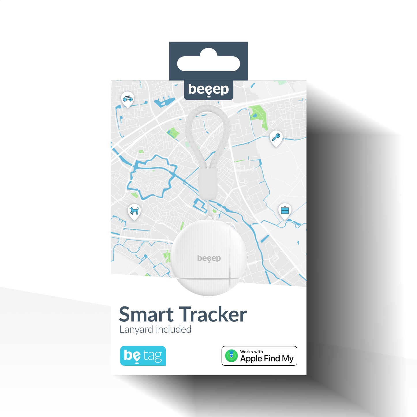 Beeep Betag Find My Tracker White & Keychain White - 1 Pack