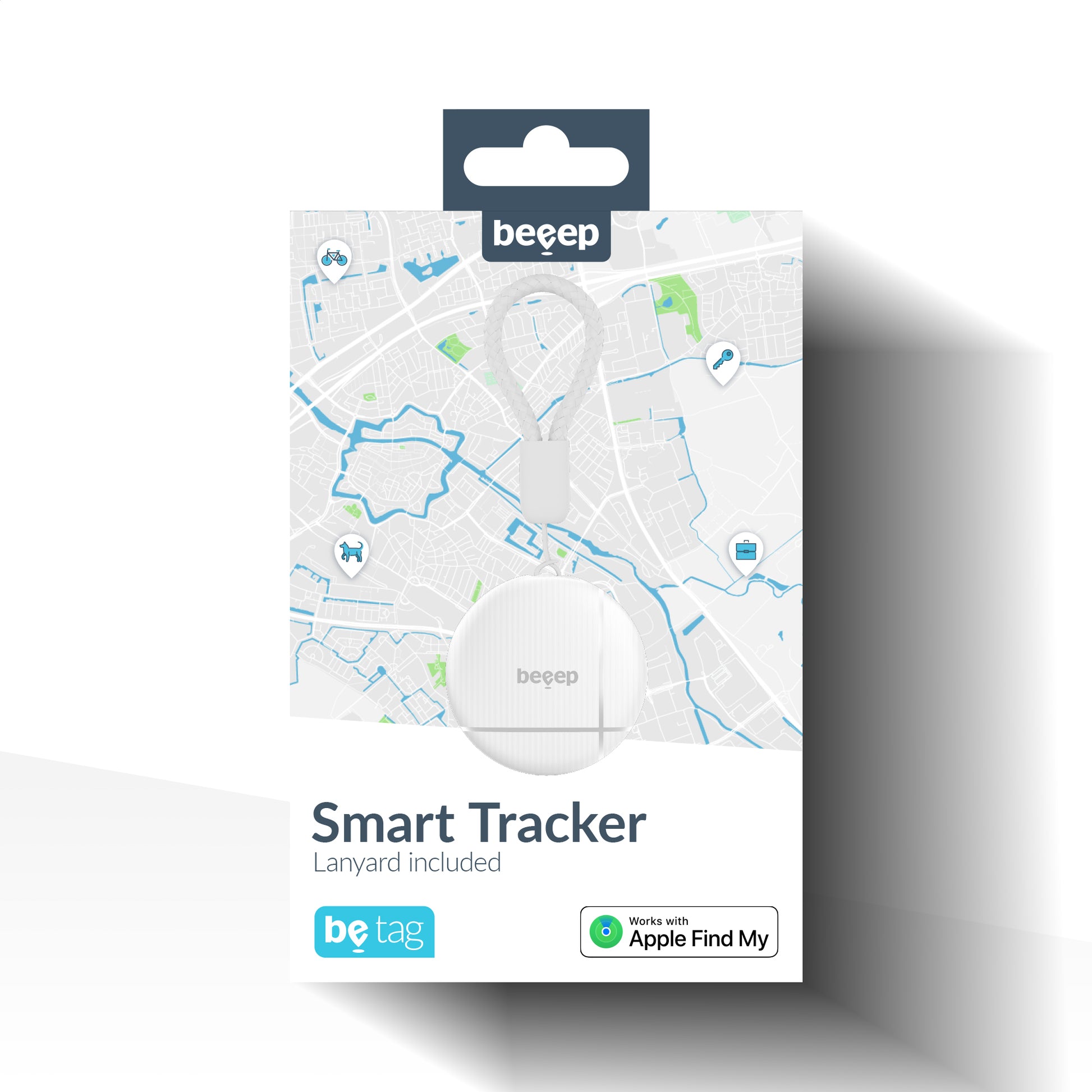 Beeep Betag Find My Tracker White & Keychain White - 1 Pack