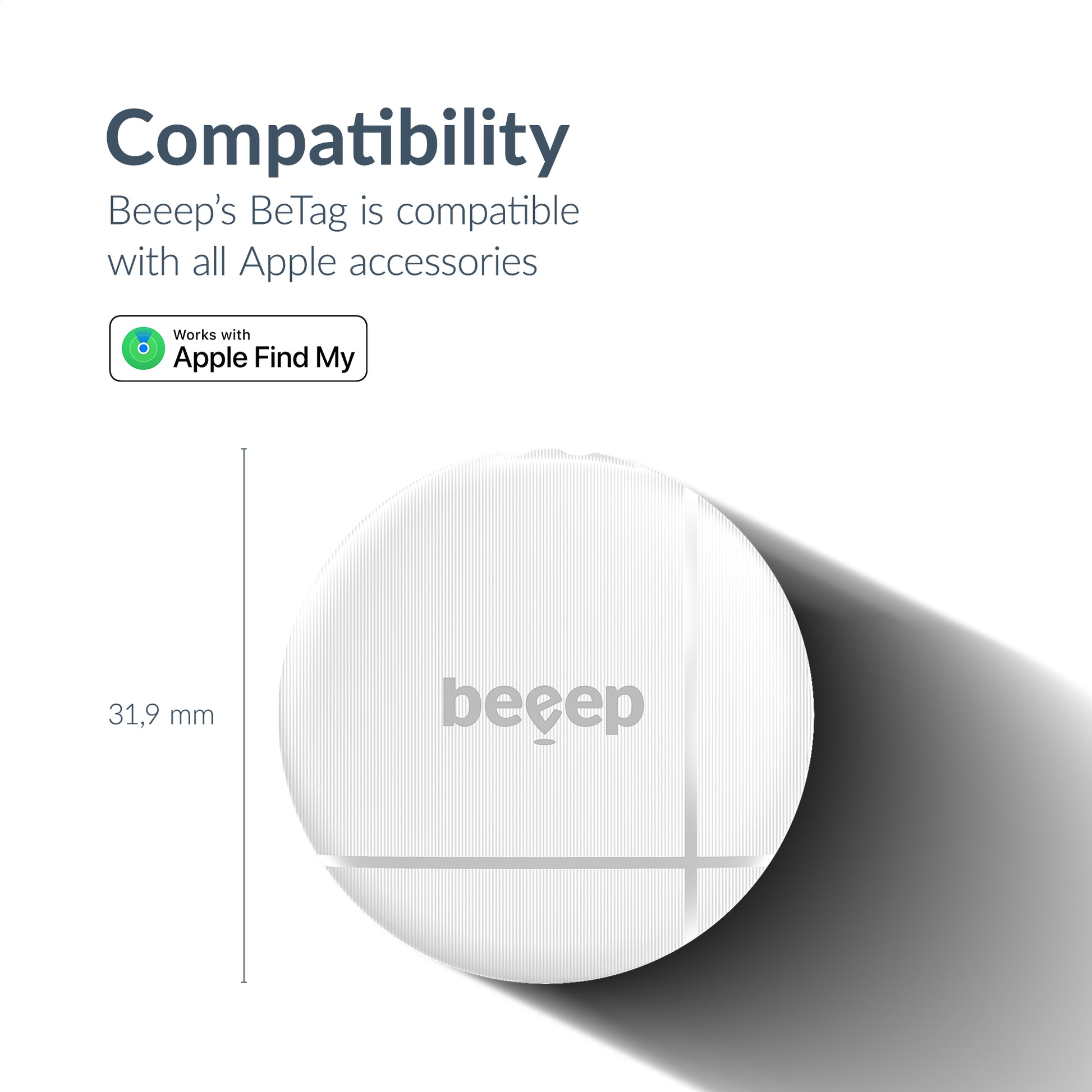 Beeep Betag Find My Tracker White & Keychain White - 1 Pack