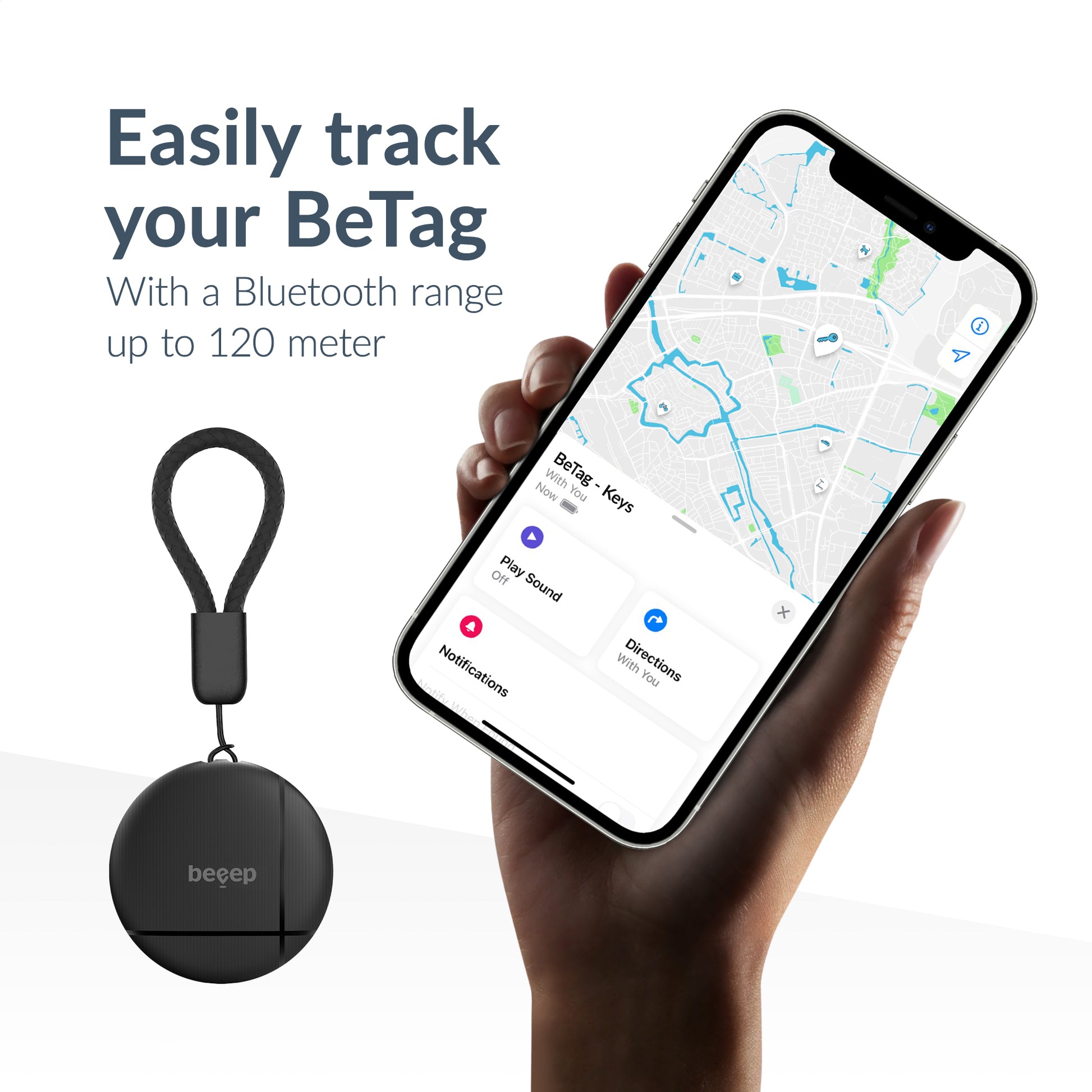 Beeep Betag Find My Tracker Black & Keychain Black - 3 Pack