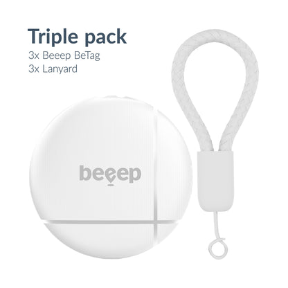Beeep Betag Find My Tracker White & Keychain White - 3 Pack