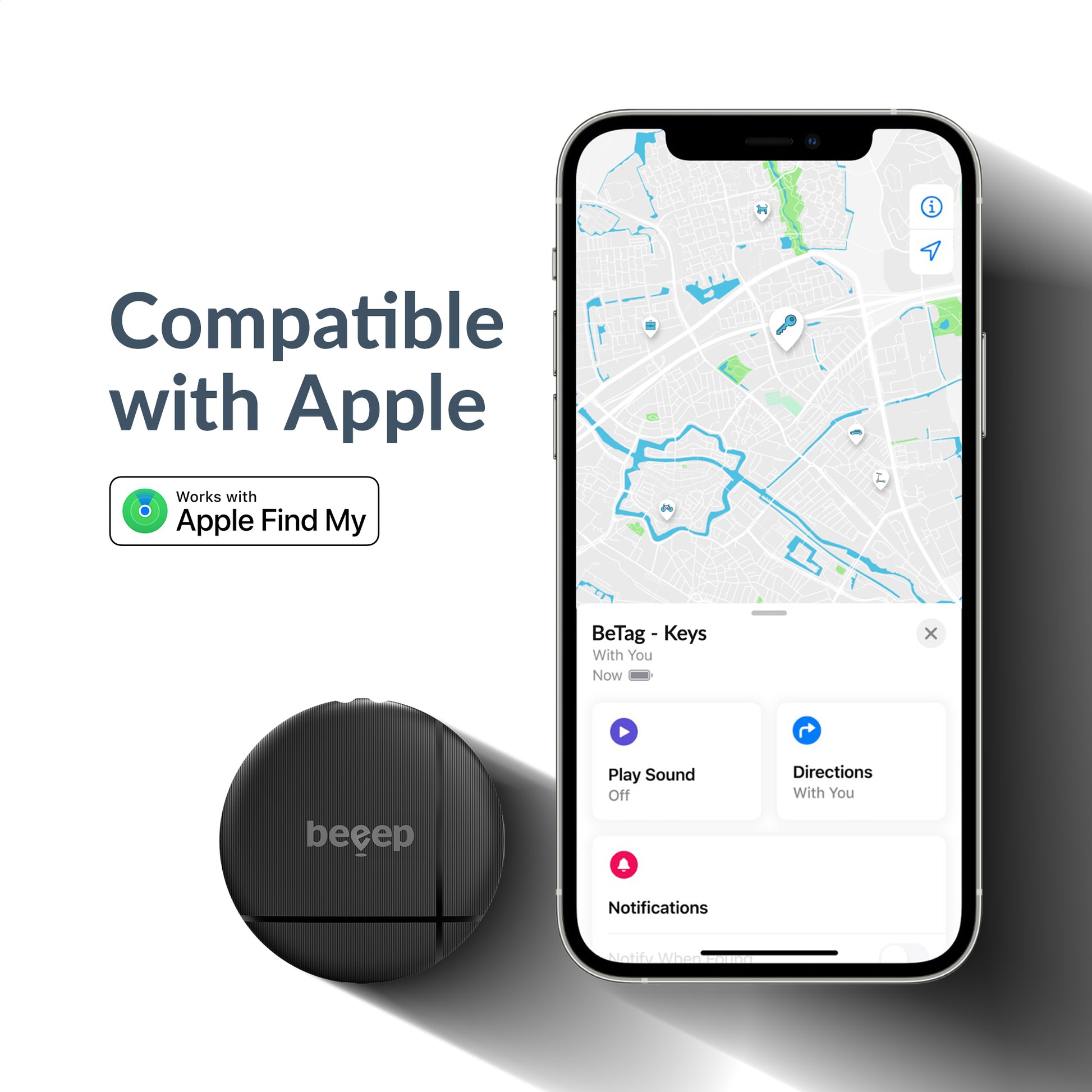 Beeep Betag Find My Tracker Black & Bicycle Bell